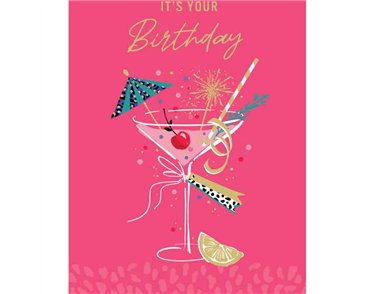 C50 COCKTAIL BIRTHDAY FEMALE LIMELIGHT PICCADILLY GREETINGS 6S