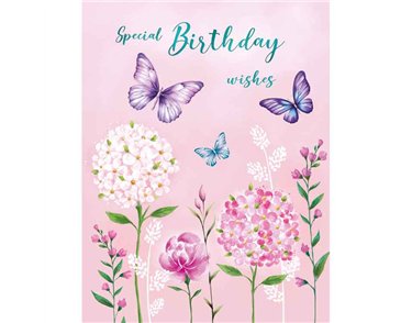 C50 FLOWER ROW BIRTHDAY FEMALE LIMELIGHT PICCADILLY GREETINGS 6S