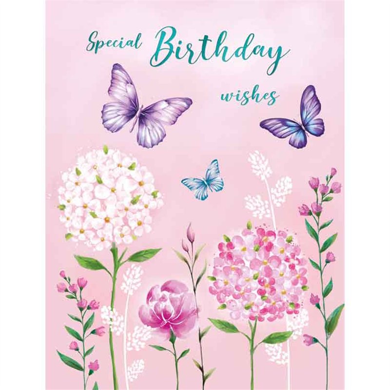 C50 FLOWER ROW BIRTHDAY FEMALE LIMELIGHT PICCADILLY GREETINGS 6S