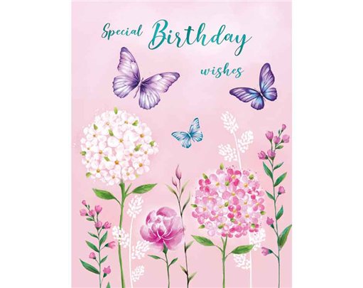 C50 FLOWER ROW BIRTHDAY FEMALE LIMELIGHT PICCADILLY GREETINGS 6S