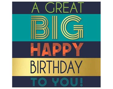 C50 BIG BIRTHDAY BIRTHDAY MALE LIMELIGHT PICCADILLY GREETINGS 6S
