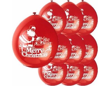 (10) 9IN SANTA BALLOONS