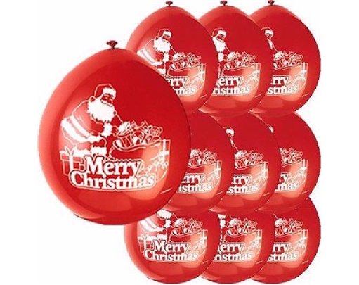 (10) 9IN SANTA BALLOONS