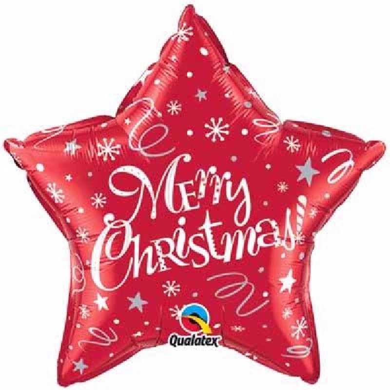 20IN MERRY CHRISTMAS RED STAR FOIL