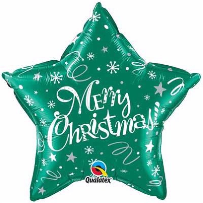 20IN MERRY CHRISTMAS GREEN STAR FOIL