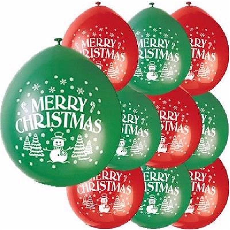 (10) 9IN MERRY CHRISTMAS BALLOONS