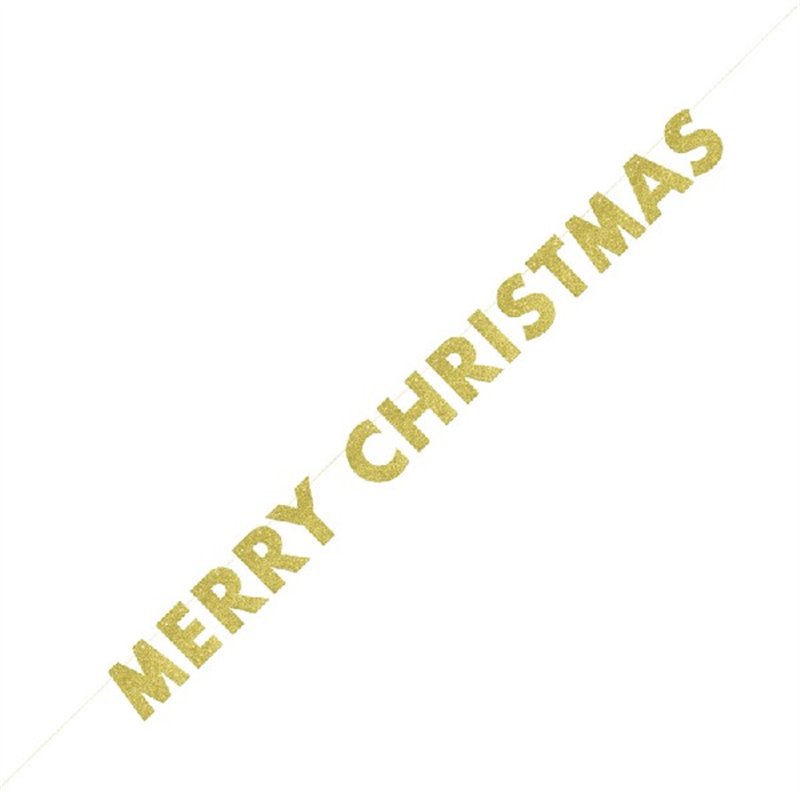 9FT GOLD GLITTER MERRY XMAS BANNER