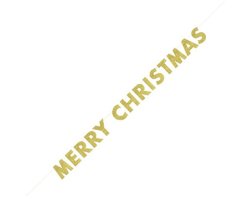 9FT GOLD GLITTER MERRY XMAS BANNER