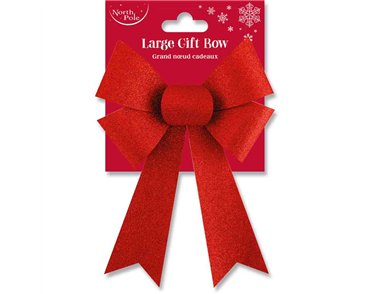 LARGE RED GLITTER BOW  6S