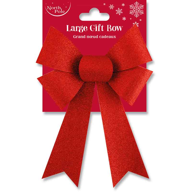 LARGE RED GLITTER BOW  6S