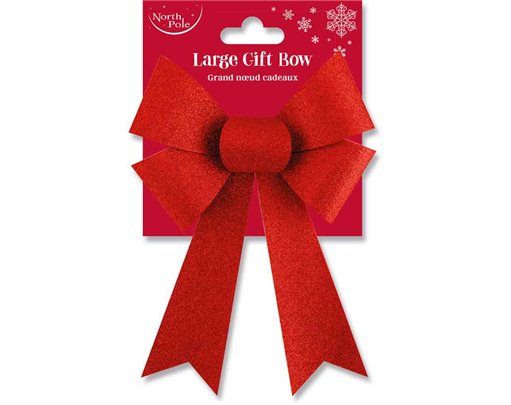 LARGE RED GLITTER BOW  6S