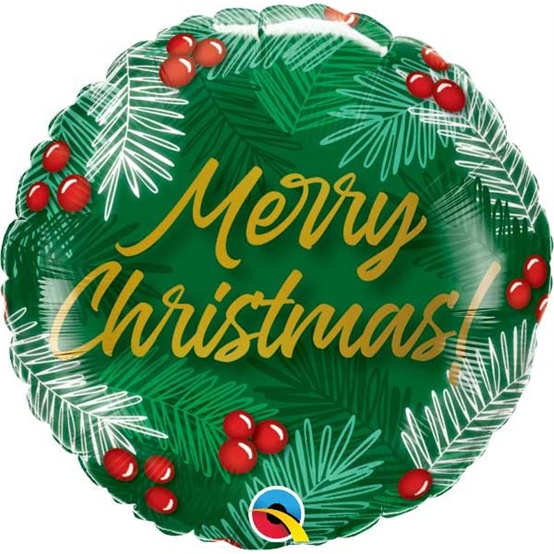 18in CHRISTMAS GREENS & BERRIES FOIL