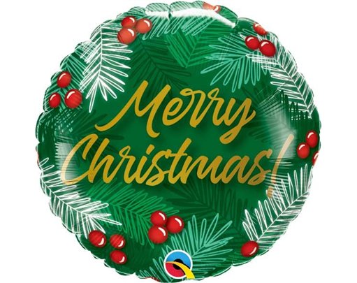 18in CHRISTMAS GREENS & BERRIES FOIL