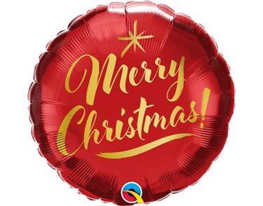 18in XMAS GOLD SCRIPT RED FOIL BALLOON