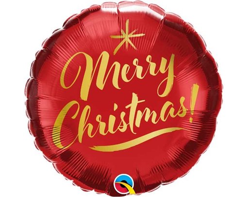 18in XMAS GOLD SCRIPT RED FOIL BALLOON