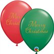 (25) 11in GREEN & RED MERRY CHRISTMAS QUALATEX