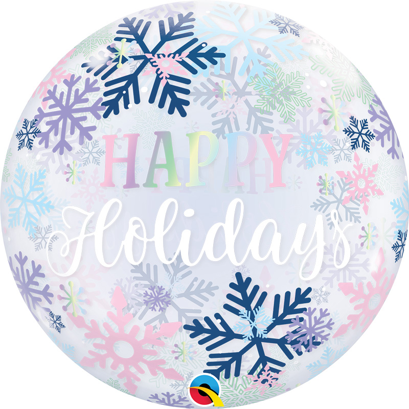 22in HAPPY HOLIDAYS SNOWFLAKES BUBBLE