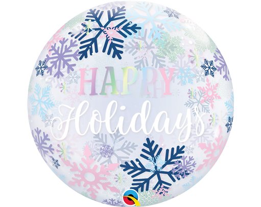 22in HAPPY HOLIDAYS SNOWFLAKES BUBBLE