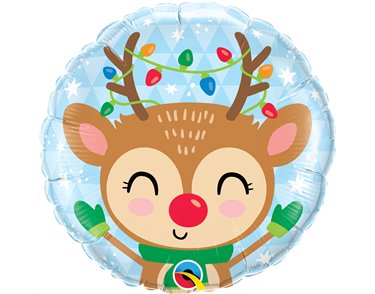 18in REINDEER & COLORED LIGHTS FOIL BALLOON