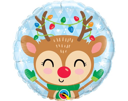 18in REINDEER & COLORED LIGHTS FOIL BALLOON