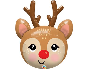 35in RED-NOSED REINDEER HEAD FOIL BALLOON