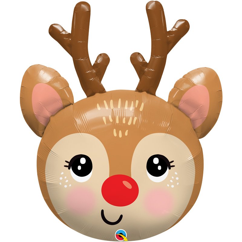 35in RED-NOSED REINDEER HEAD FOIL BALLOON