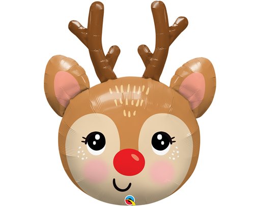 35in RED-NOSED REINDEER HEAD FOIL BALLOON