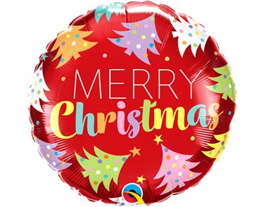 18in CHRISTMAS TREES RED FOIL BALLOON