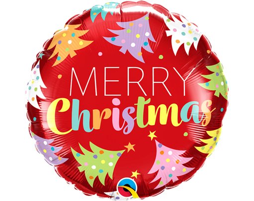 18in CHRISTMAS TREES RED FOIL BALLOON
