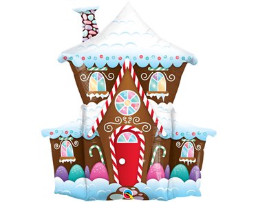 37in DECORATED GINGERBREAD HOUSE SHAPED FOIL BALLOON