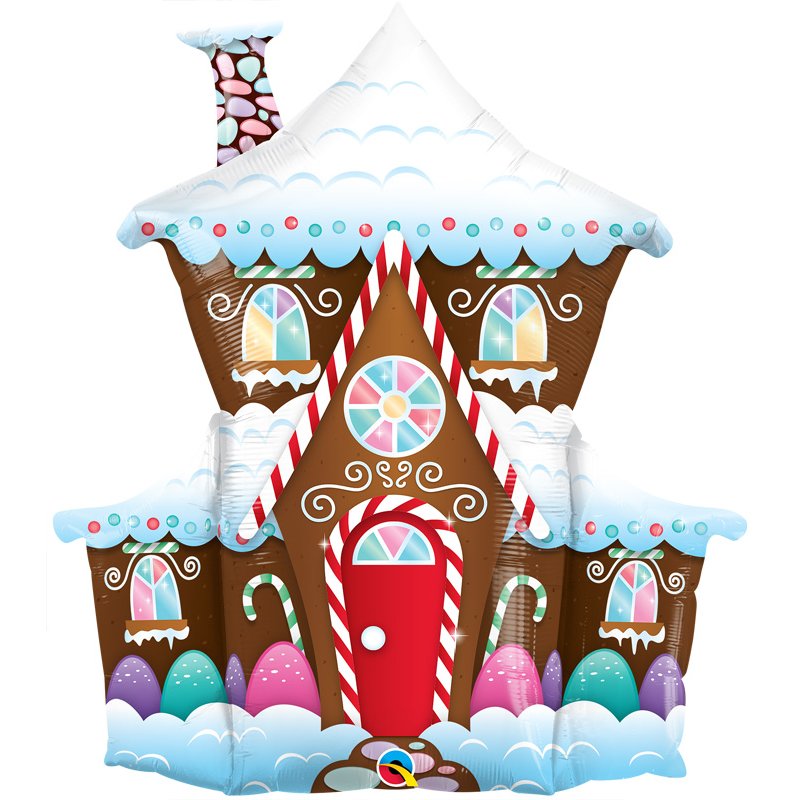 37in DECORATED GINGERBREAD HOUSE SHAPED FOIL BALLOON
