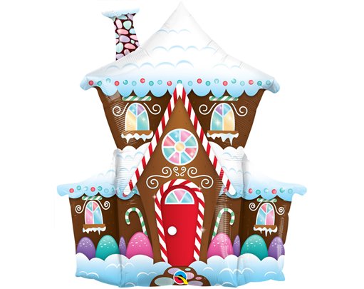 37in DECORATED GINGERBREAD HOUSE SHAPED FOIL BALLOON
