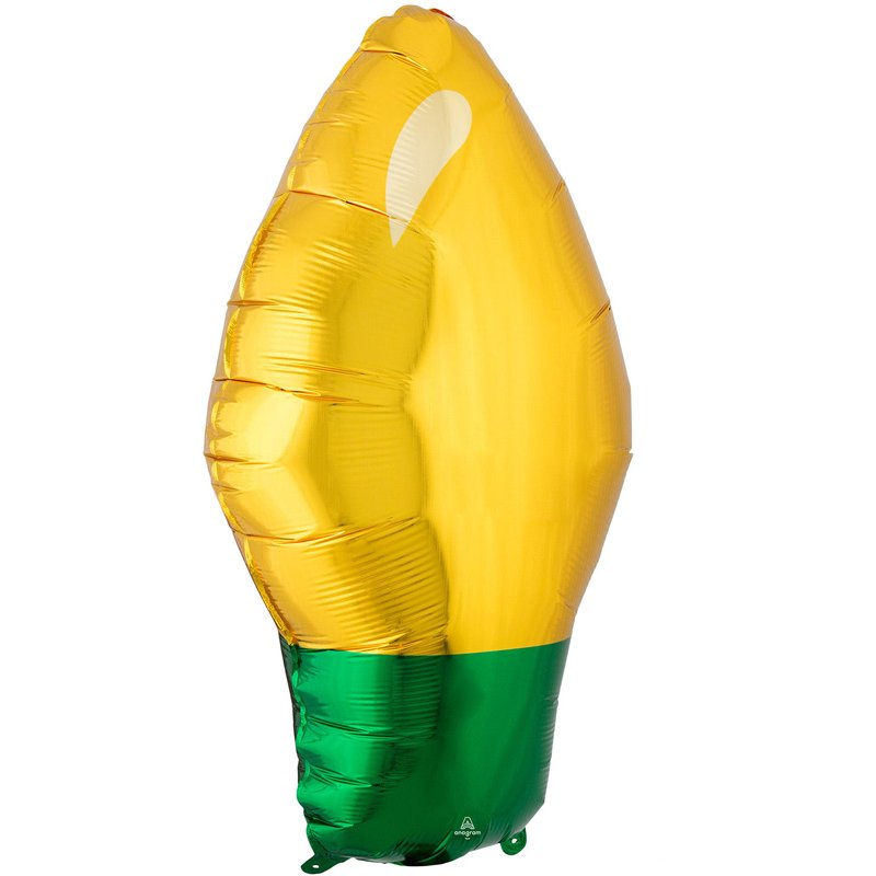 GOLD XMAS LIGHT BULB SHAPED FOIL BALLOON