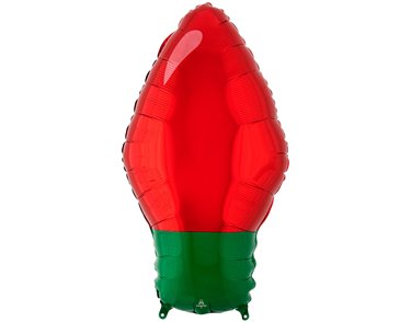 RED XMAS LIGHT BULB SHAPED FOIL BALLOON