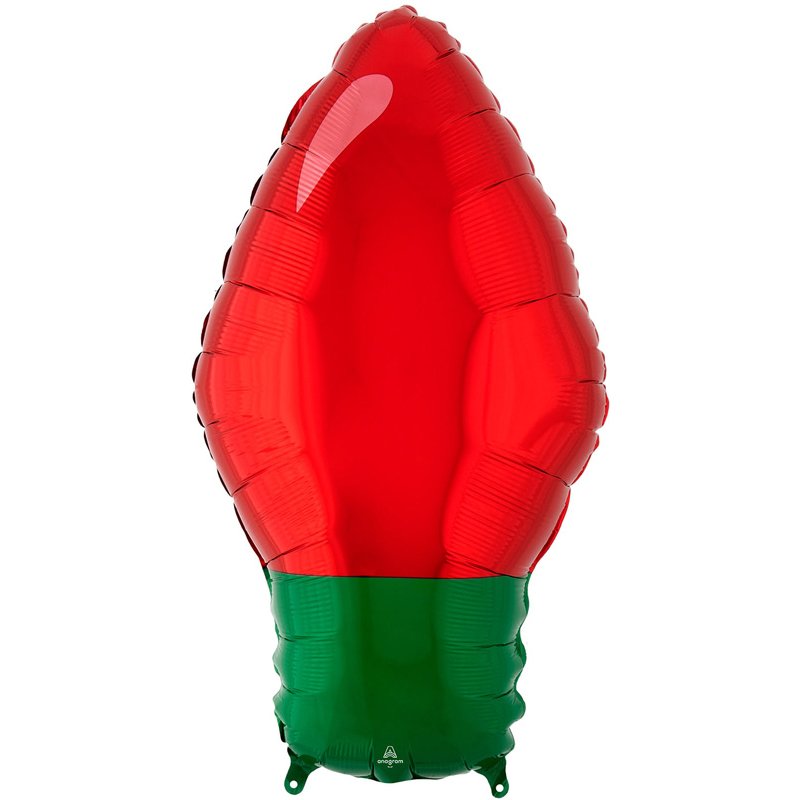 RED XMAS LIGHT BULB SHAPED FOIL BALLOON