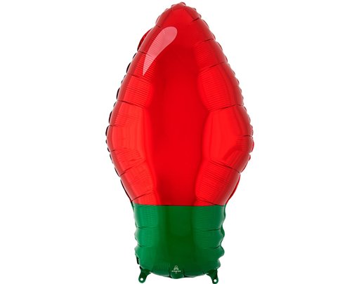 RED XMAS LIGHT BULB SHAPED FOIL BALLOON