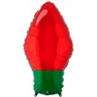 RED XMAS LIGHT BULB SHAPED FOIL BALLOON
