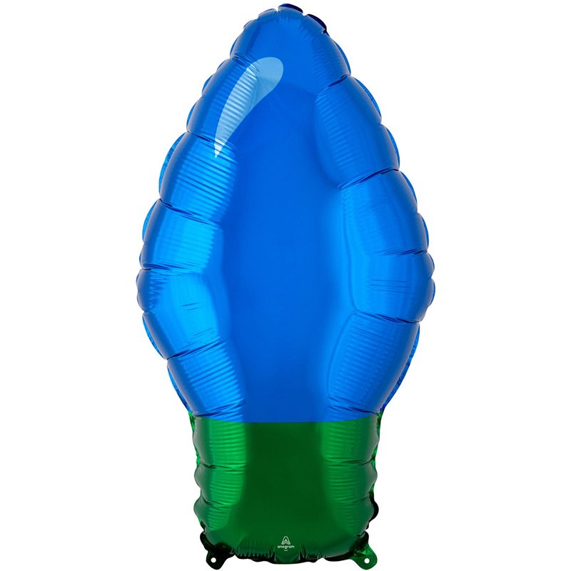 BLUE XMAS LIGHT BULB SHAPED FOIL BALLOON