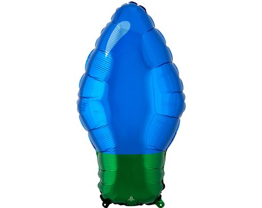 BLUE XMAS LIGHT BULB SHAPED FOIL BALLOON