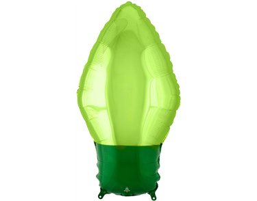 GREEN XMAS LIGHT BULB SHAPED FOIL BALLOON