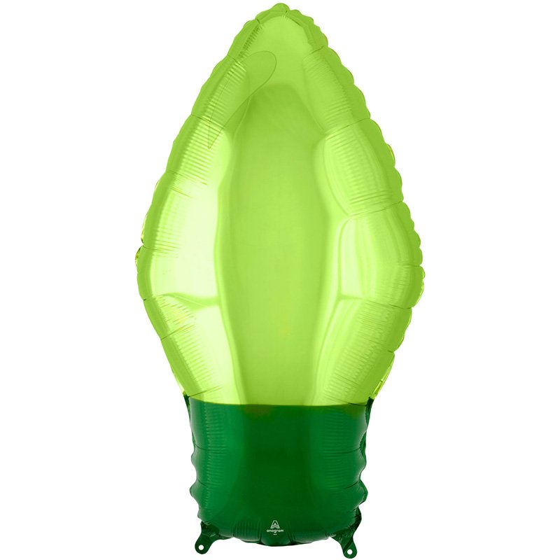 GREEN XMAS LIGHT BULB SHAPED FOIL BALLOON
