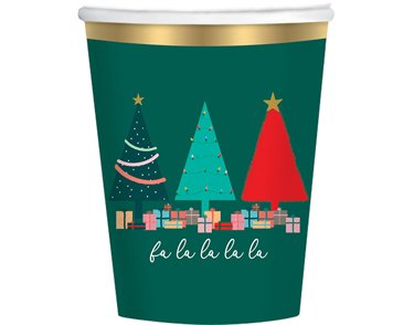 8PK 250ml TRADITIONAL CHRISTMAS PAPER CUPS