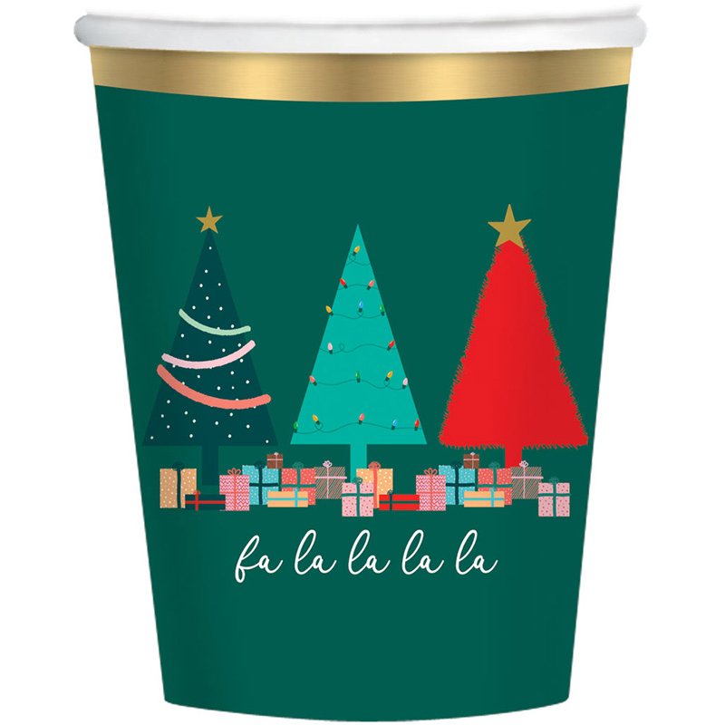 8PK 250ml TRADITIONAL CHRISTMAS PAPER CUPS