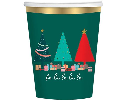 8PK 250ml TRADITIONAL CHRISTMAS PAPER CUPS