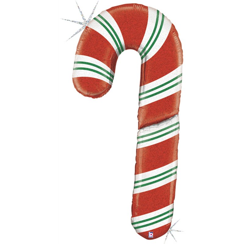 60in HOLOGRAPHIC CANDY CANE FOIL BALLOON