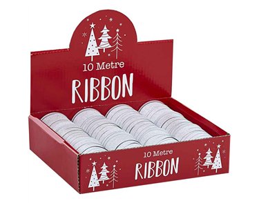 10M SILVER GLITTER RIBBON  12S