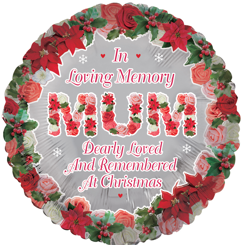 18in MUM REMEMBRANCE XMAS FOIL BALLOON