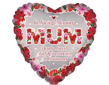 18in MUM HEART REMEMBRANCE XMAS FOIL BALLOON