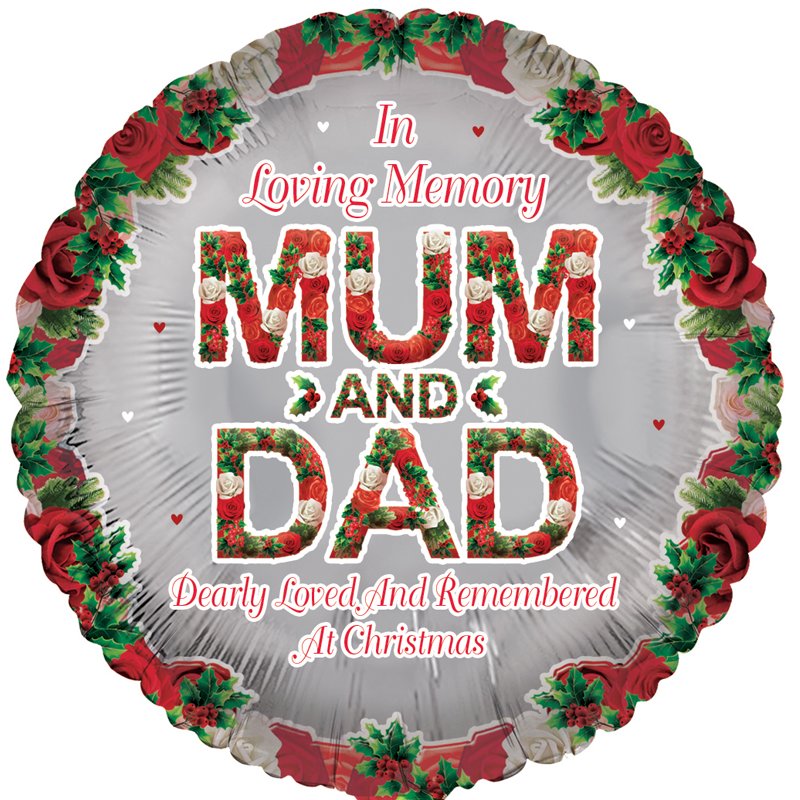 18in MUM AND DAD REMEMBRANCE XMAS FOIL BALLOON