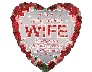 18in WIFE HEART REMEMBRANCE XMAS FOIL BALLOON
